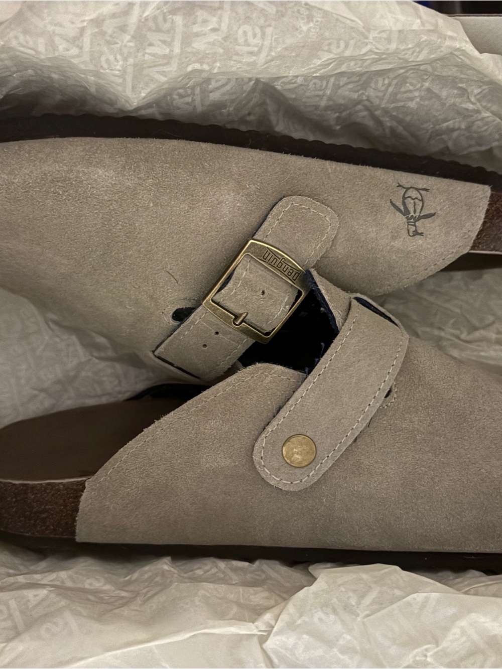 Original Penguin Men's Taupe Suede Slip-On Sandals with Buckle